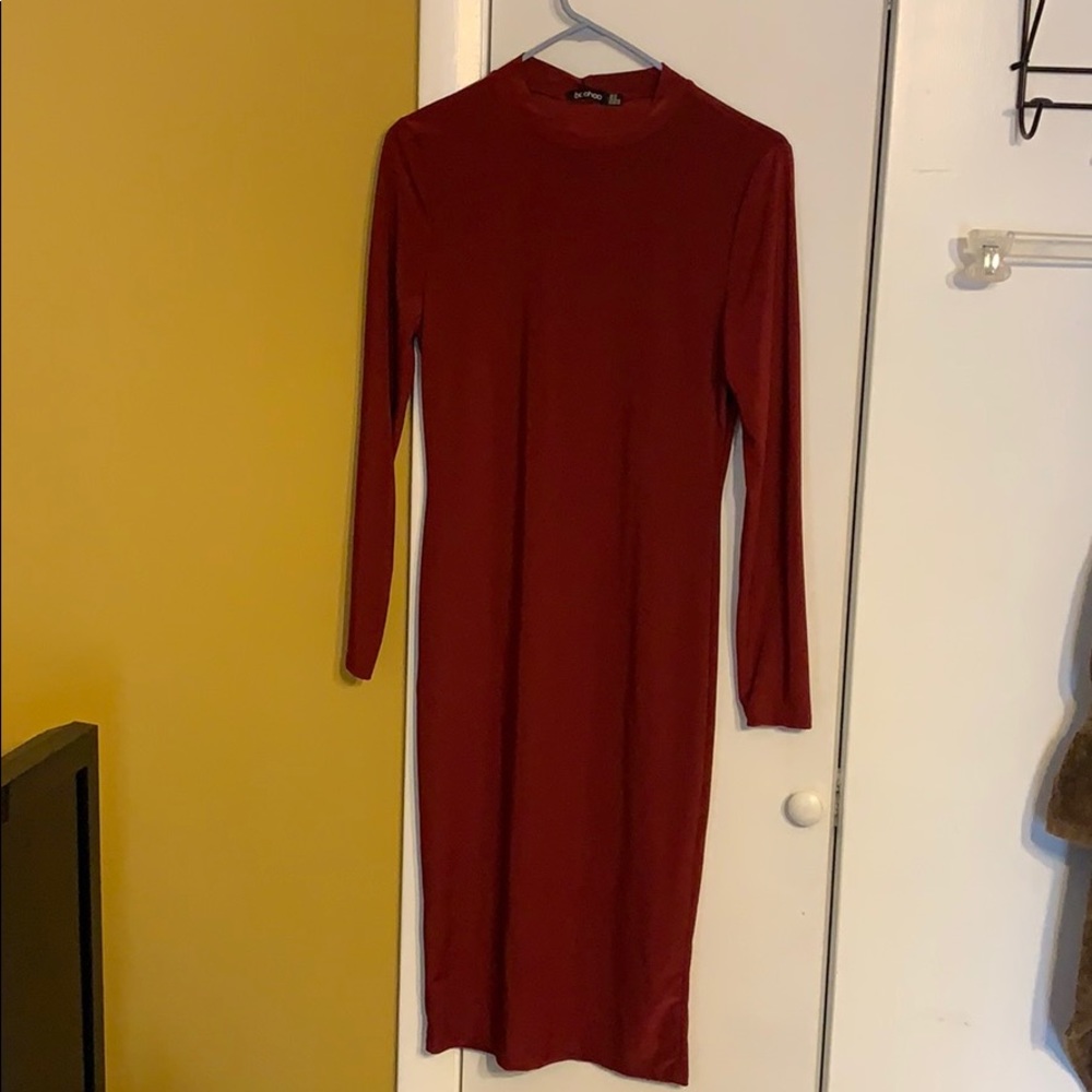 Red tight fitting dress